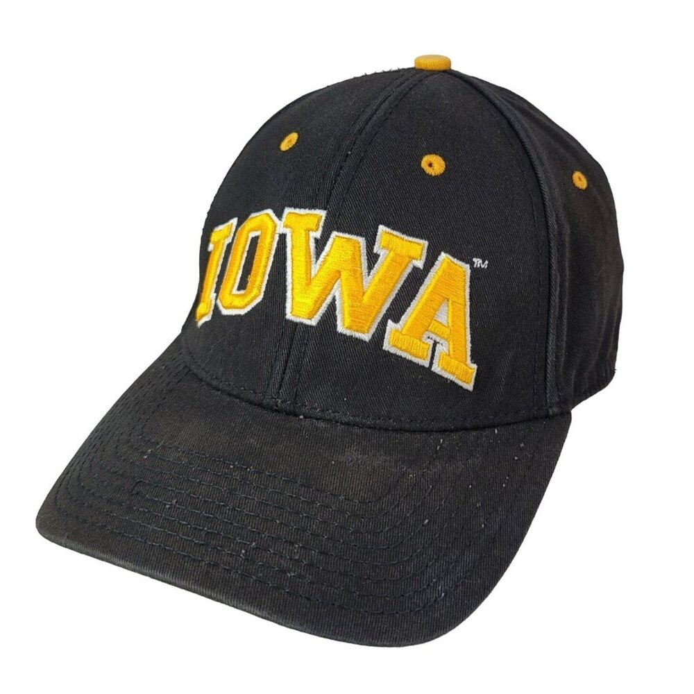 The Game Iowa Hawkeyes Strapback Hat Black Gold One Size Adj Embroidered Cotton